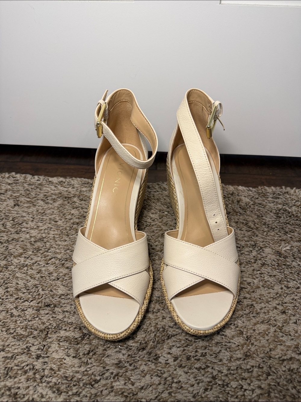 Vionic Women’s Cream Wedge Sandals with Ankle Strap